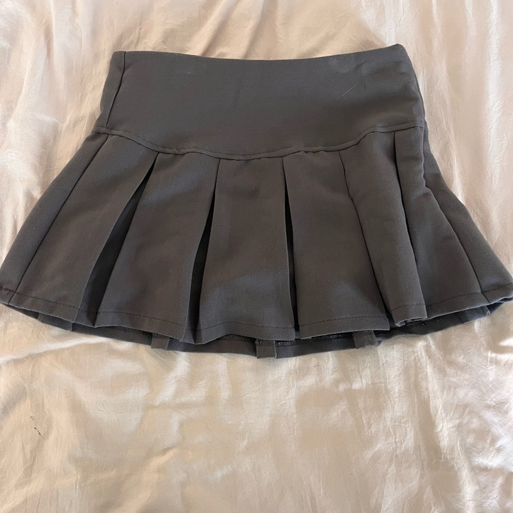 Gray Pleated Mini Skirt
